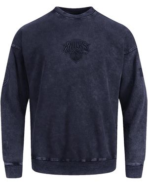 Pro Standard Nba New York Knicks Classic Enzyme Wash Crewneck "Washed Midnight" Bnk5516312 Wmd" - Blue