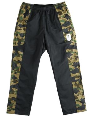 A Bathing Ape 1St Camo Relaxed Fit Track Trousers 1M30152310 Grn" - Black