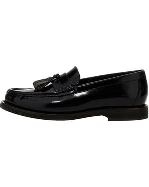 Brunello Cucinelli Leather Tassel Loafers Brun3038" - Black