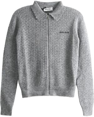 Miu Miu Cashmere Silk Cardigan Mmf03S 6065 F0031" - Black