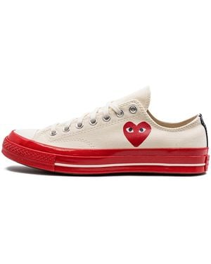 Converse Cdg X Chuck Taylor 70 Lo "Comme Des Garcons Play Egret Midsole" A01796C" - Red