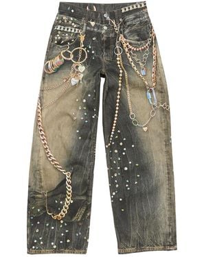 Acne Studios Trompe-L'Œil Key Chain Printed Jeans C00126 Aom" - Black