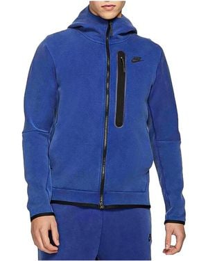 Nike Washed Tech Fleece Full-Zip Hoodie Jacket "Deep Royal Dd3100 455" - Blue