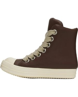 Rick Owens Jumbo Lace High Top Trainer "Mahogany Milk" Rp02C1878 Llpw2 411" - Black