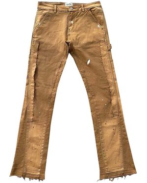 Triple Sevens Flared Denim Jeans "Khaki" Ts7038" - Black