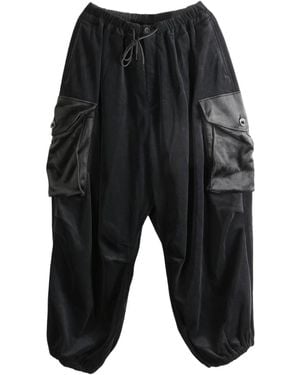 Y-3 Velvet Corduroy Cargo Trousers Ks4015" - Black