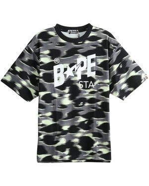 A Bathing Ape Screen Camo Sta Logo T-Shirt 1M30109304 Blk" - Black