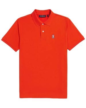 Psycho Bunny Classic Polo Tangerine Tango Shirt B6K001Crpc Tgt" - Red