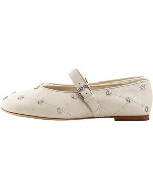 Tory Burch Bunny Knot Mary Jane "Light Cream" 188662 250" - Black