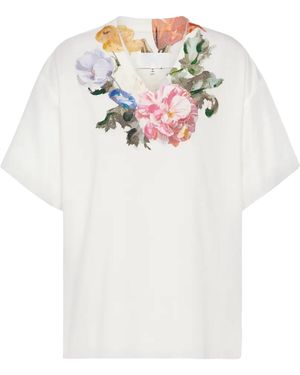 Maison Margiela V-Neck Floral T-Shirt "Off" S29Gc0317 S24575 101" - Black