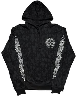 Chrome Hearts Floral Cemetery Monogram Scroll Logo Hoodie Chrm1326" - Black
