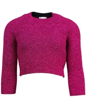 Balenciaga Cropped Crewneck Jumper Metallic" 482209 T6092 4407" - Pink