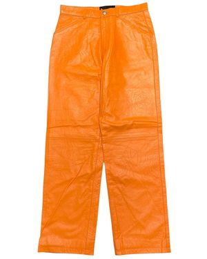 Sp5der Debossed Web Leather Trousers 425" - Orange