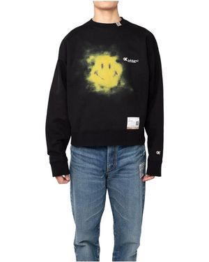 Maison Mihara Yasuhiro Smiley Face Crew Sweatshirt A09Po713" - Black