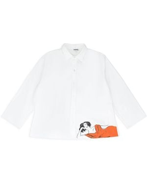 House of Errors Poplin Button-Down Shirt Button Graphic" - Black
