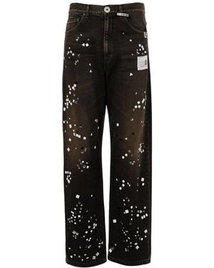 Maison Mihara Yasuhiro Embellished Bleached Jeans A15Pt025" - Black