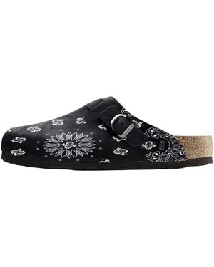 Bravest Studios Suede Paisley Clogs Bs163" - Black