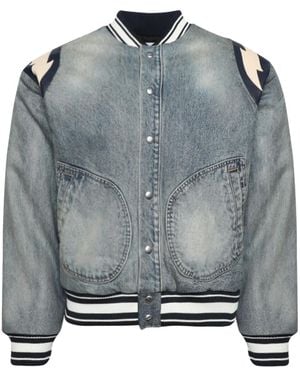 Rhude Denim Lightning Varsity Jacket Rhps24Ja06012305" - Black
