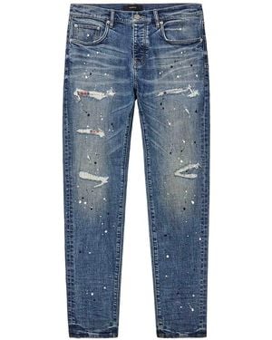 Purple Brand P001 Plaid Paint Repair Jeans "Mid" P001 Pipr426" - Blue