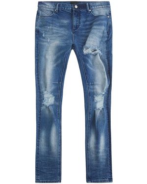 RTA Clayton Medium Wash Distressed Denim B1182Mdwds" - Black