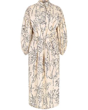 Brunello Cucinelli Floral Cotton Dress "Panama Tabacco" Brun1958" - Black