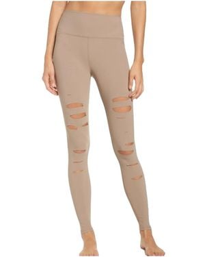 Alo Yoga High-Waist Ripped Warrior Legging "Gravel" 10" - Black