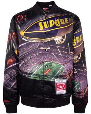 Supreme Mitchell & Ness Stadium Satin Varsity Jacket "Ss22" Su12000" - Black