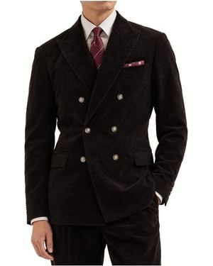 Brunello Cucinelli Wool Blend Double Breasted Suit Brun3128" - Black