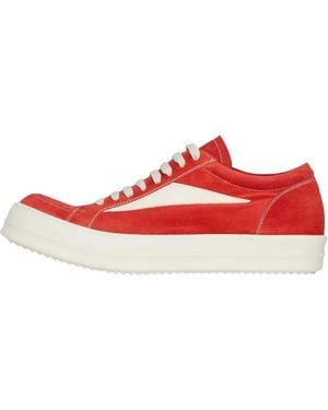 Rick Owens Temple Suede Vintage Low Trainer "Carnelian Milk" Rr01F2897 Lvscox 7311" - Red