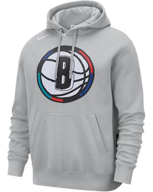 Nike Nba Fleece Pullover Hoodie "Brooklyn Nets Club City Edition" Fz0588 007" - Black