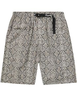Kapital Snake Print Taffeta Shorts Kap012" - Black