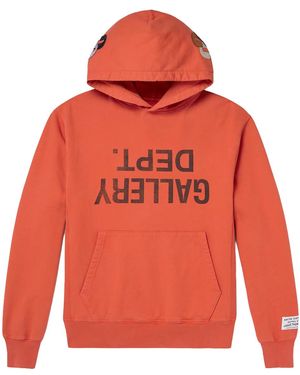 GALLERY DEPT. Logo Print Appliquéd Cotton Jersey Hoodie Gd396" - Red