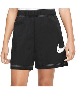 Nike Swoosh High Waisted Loose Shorts Dm6752 010" - Black