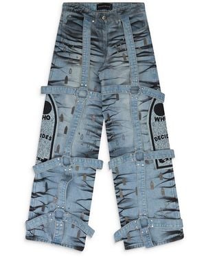 Who Decides War Stripe Bondage Wide-Leg Jeans 3120250008Ss24" - Blue