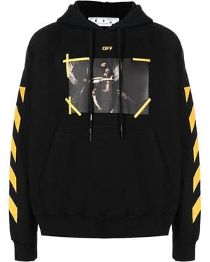 Off-White c/o Virgil Abloh Diagonal Arrow Caravaggio Narcist Skate Hoodie Ombb085C99Fle00" - Black