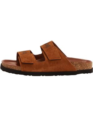 Palm Angels Logo Printed Slide Sandals "Sand" Pmih004F22Lea0011700" - Brown