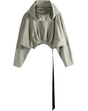 Rick Owens Felpa Cropped Hooded Top Melange" Ds01F4218 Fgm 178" - Black