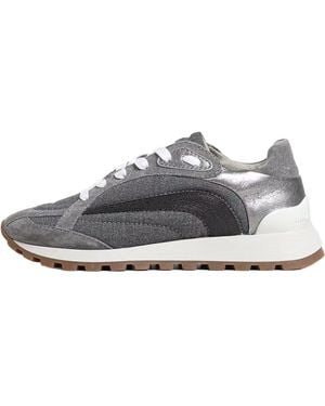 Brunello Cucinelli Wool Mixed Material Trainer "Medium" Brun3023" - Black