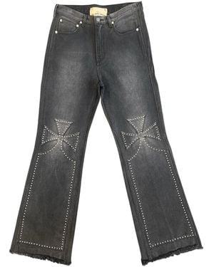SEKRIT Studded Chopper Carpenter Trousers "Vintage" Skrt002" - Black