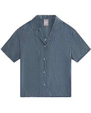 Kith Elena Monogram Silk Camp Shirt Khw030292 336" - Blue