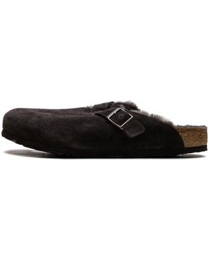 Birkenstock Boston Shearling Suede Leather "Mocha" 1020567" - Black
