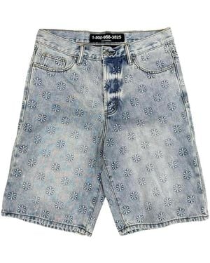 LOSTSHDWS Embossed Jean Shorts 10049734" - Black