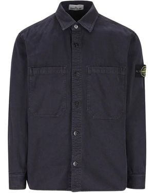 Stone Island Long Sleeve Overshirt "Ink" K2S1512000 25S0184 V0126" - Blue