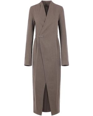 Rick Owens Tower Long-Sleeve Lab Coat "Dust" Ro02F5954 Wbd 34" - Black