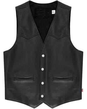 DENIM TEARS Tracy's King Tut Patch Leather Vest Dt609" - Black
