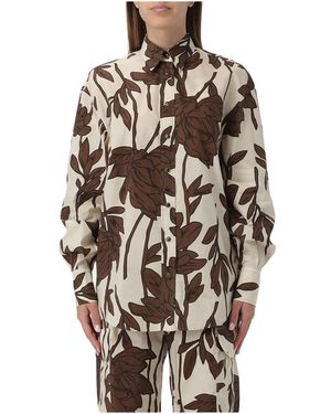 Brunello Cucinelli Floral Print Shirt "Panama Tabacco" Brun1416" - Black