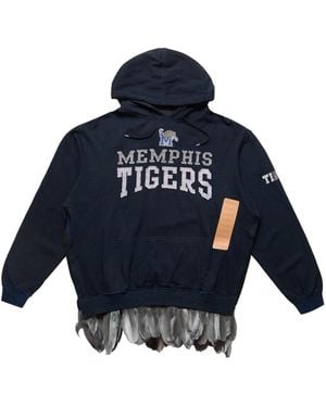 4SDESIGNS Memphis Tigers Feather Trim Hoodie F23 539F 0996 90Nvy" - Blue