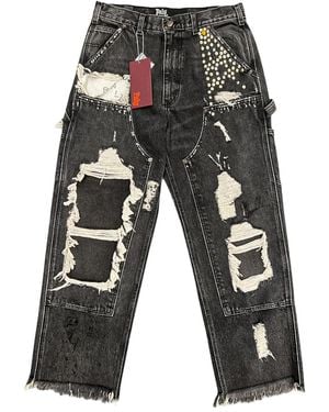 PALY Busted Double Knee Jeans 5U004Q1010Blk" - Black