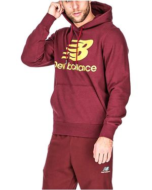 New Balance Nb Essentials Stacked Logo Pullover Hoodie "Golden Hour" Mt03558 Gth" - Red