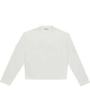 Diomene Embroidered Long-Sleeve T-Shirt Ddmtl0003" - White